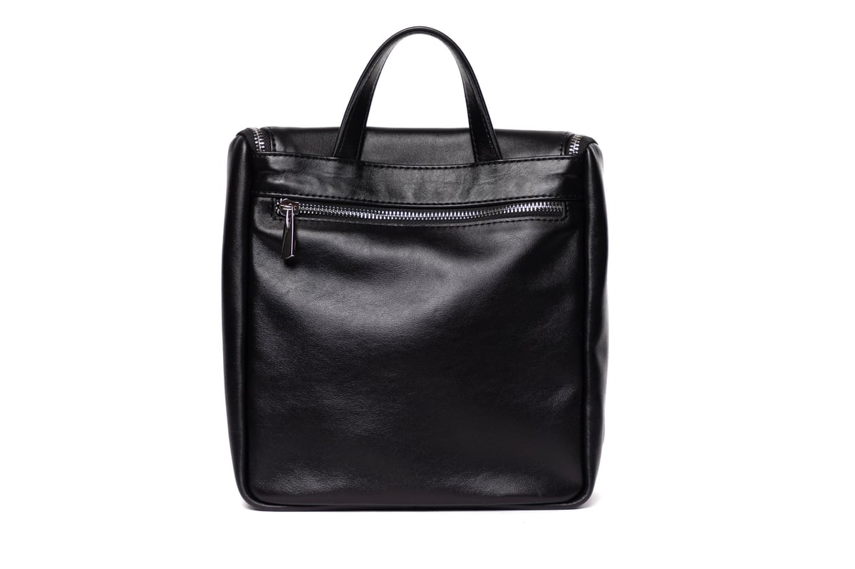 Black leather backpack minimalist design premium travel